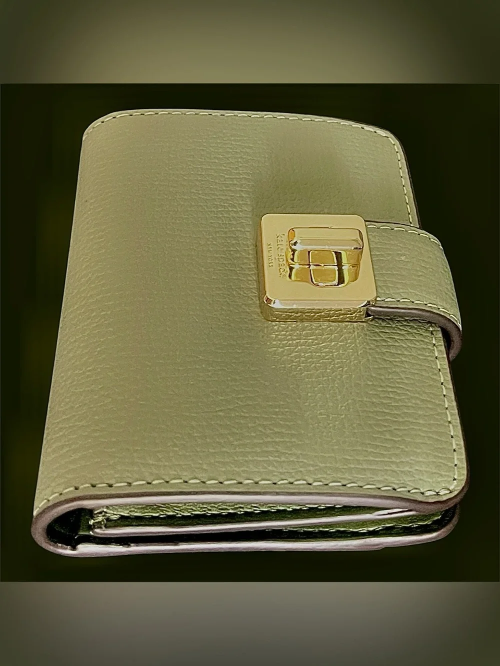 kate spade NWT RP$149 Leather Bifold Wallet-Compact “Phoebe” Olive/Pine
